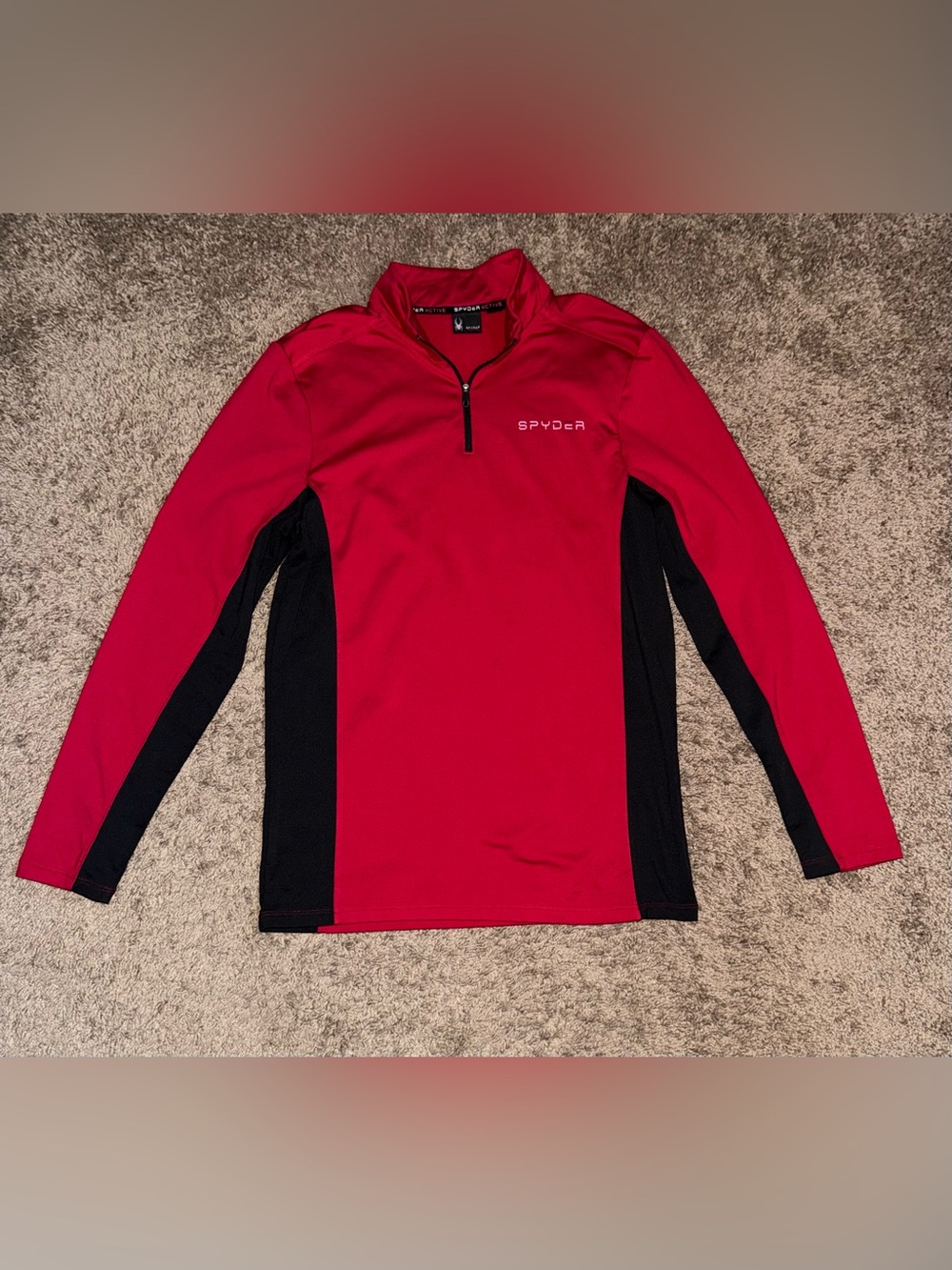 Spyder Men's Red & Black Active 1/4 Zip Pullover Workout Top